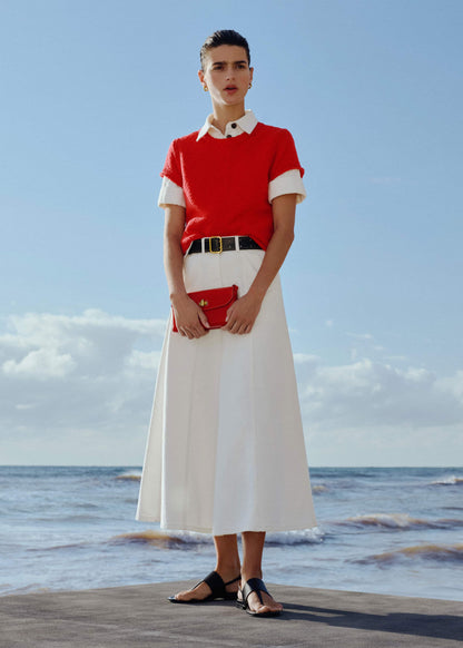ME+EM White Panelled A-Line Maxi Skirt
