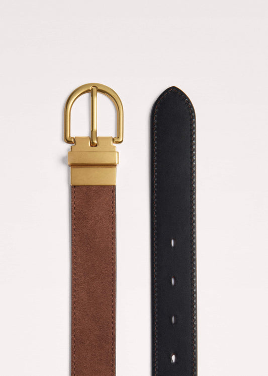 ME+EM Chestnut Round Buckle Reversible Belt