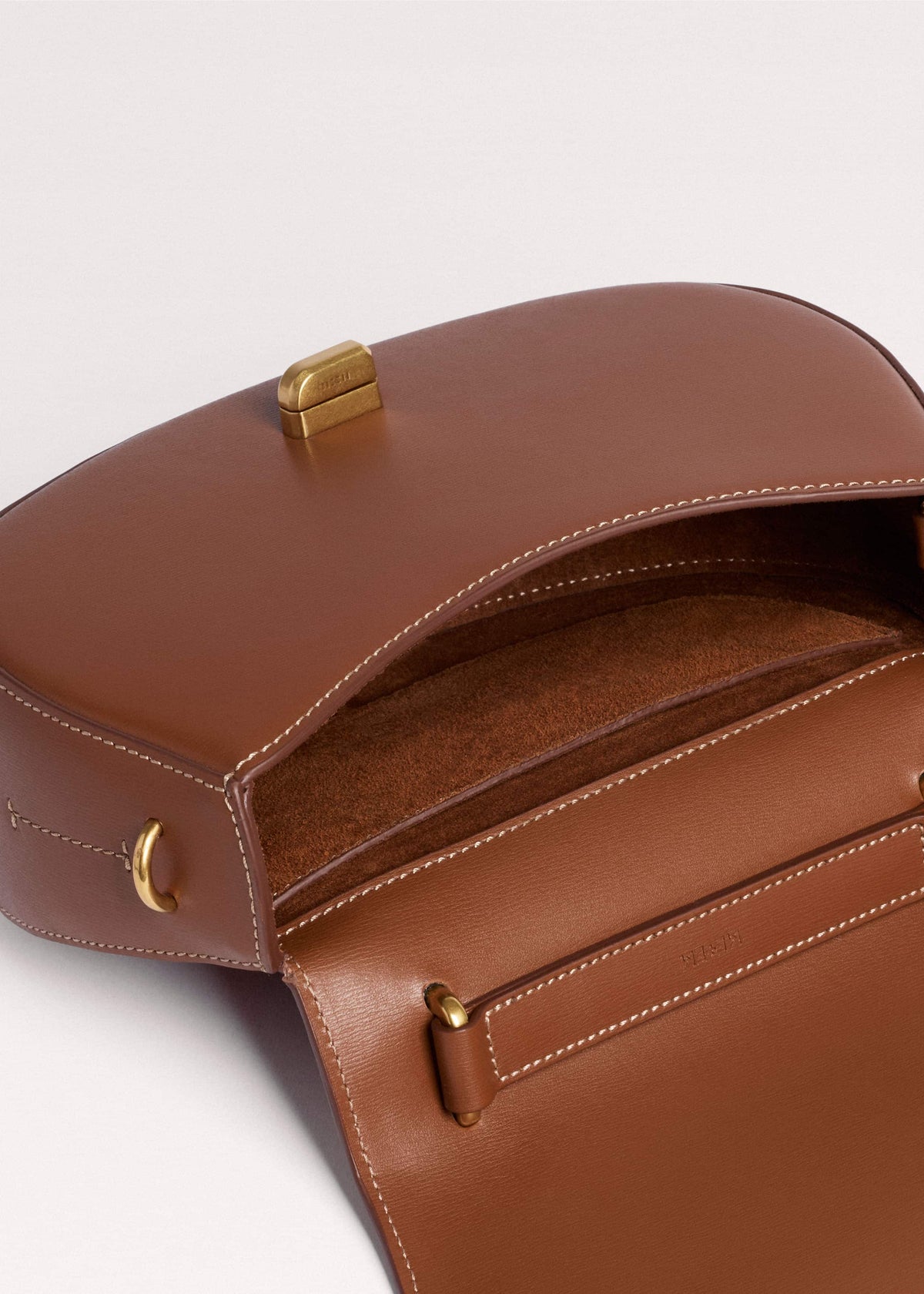 ME+EM Dark Tan Resin Top Handle Structured Saddle Bag