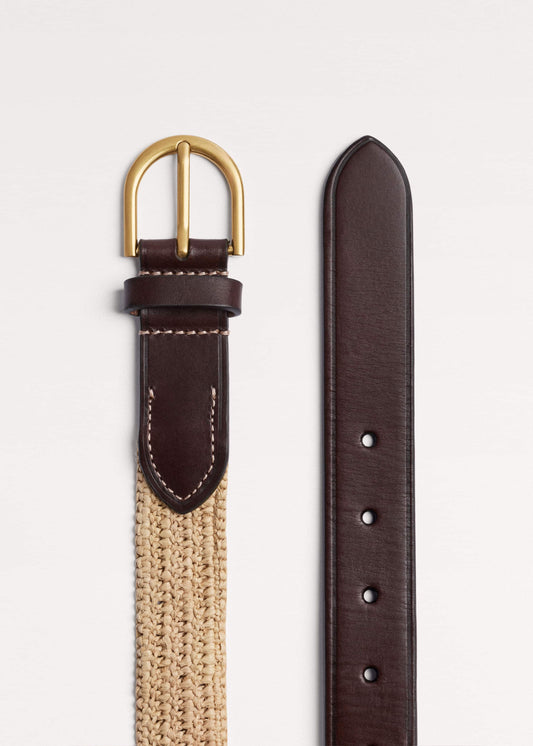 ME+EM Natural Round Raffia Summer Belt
