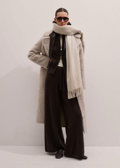 ME+EM Brown Cashmere Straight Hoodie + Wide-Leg Pant Knitted Co-ord