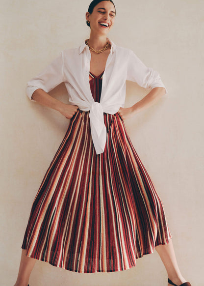 ME+EM Red Metallic Knit Maxi Dress