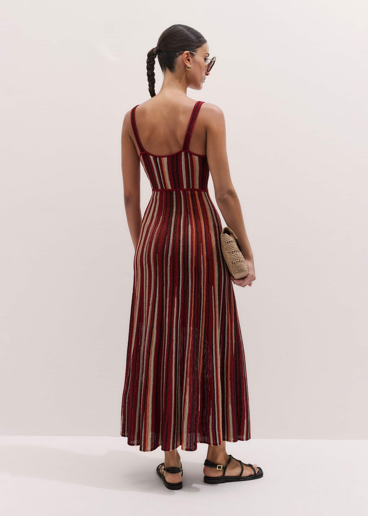 ME+EM Red Metallic Knit Maxi Dress
