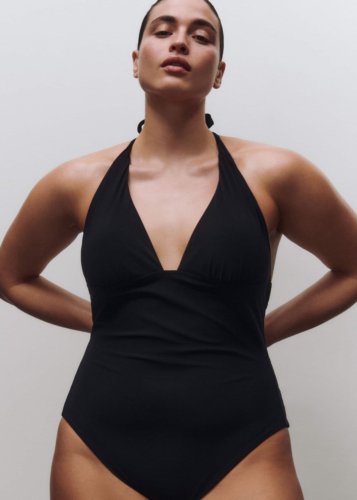 ME+EM Black Adjustable Halterneck Swimsuit