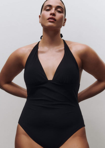 ME+EM Black Adjustable Halterneck Swimsuit