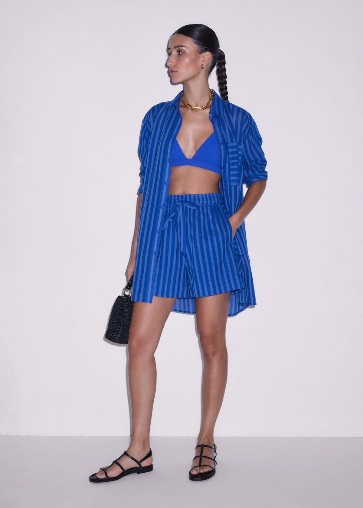 ME+EM Blue Striped Beach Set