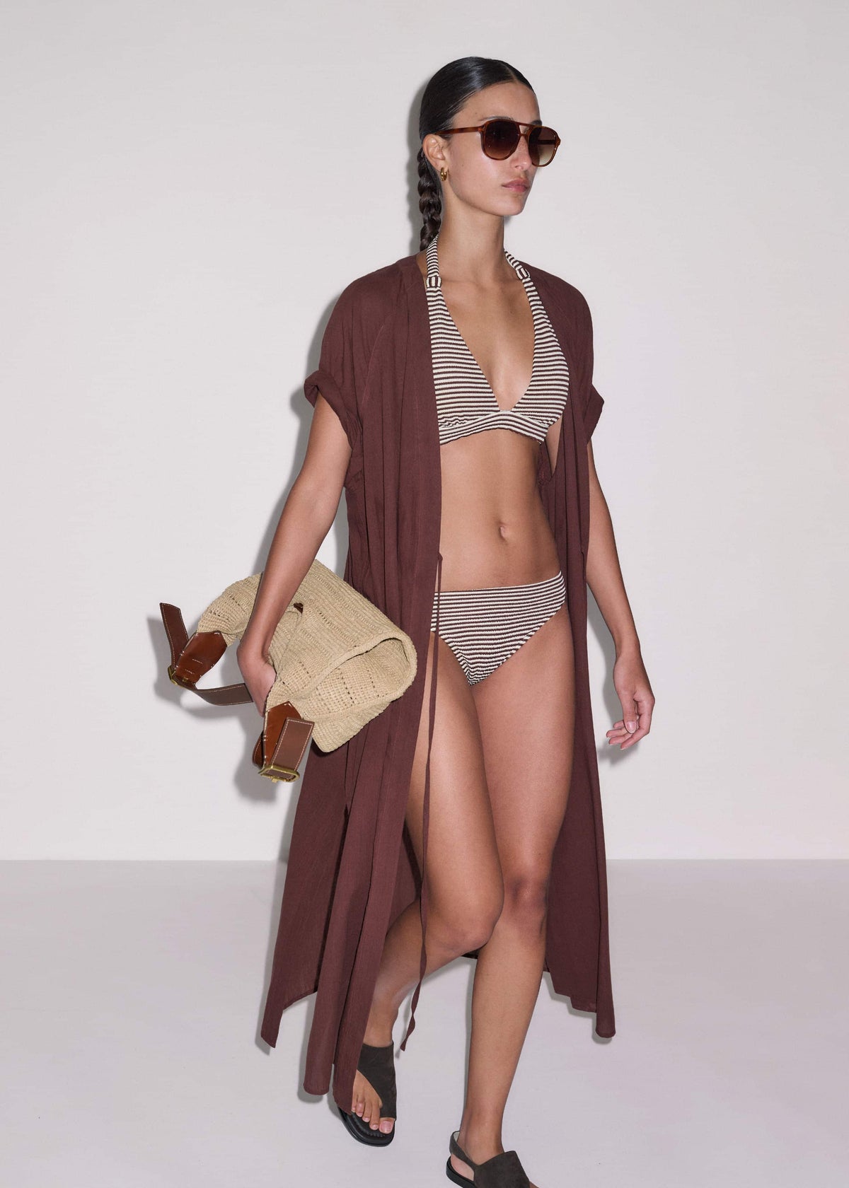 ME+EM Cinnamon Brown Halterneck Bikini Top