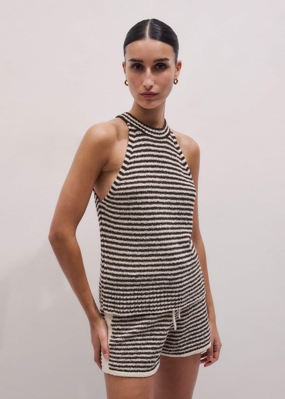 ME+EM Cocoa Brown Stripe Short Co-ord