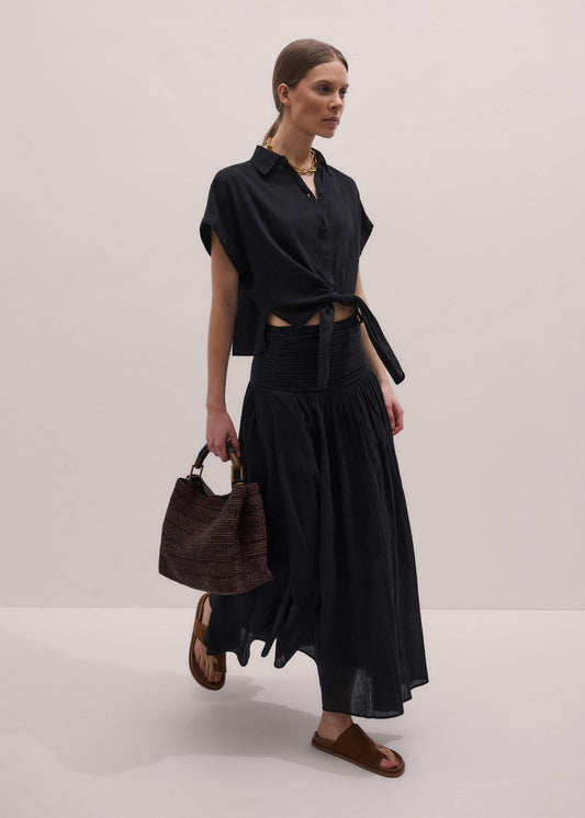 ME+EM Black Beach Shirt Co-ord