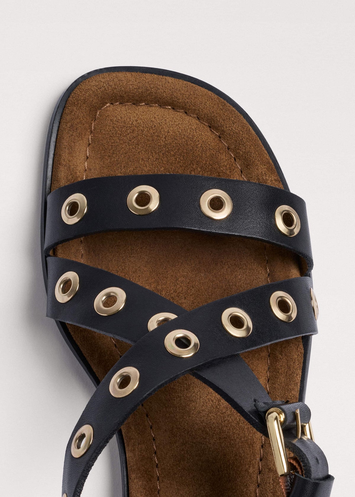 ME+EM Black Eyelet Stud Sandal