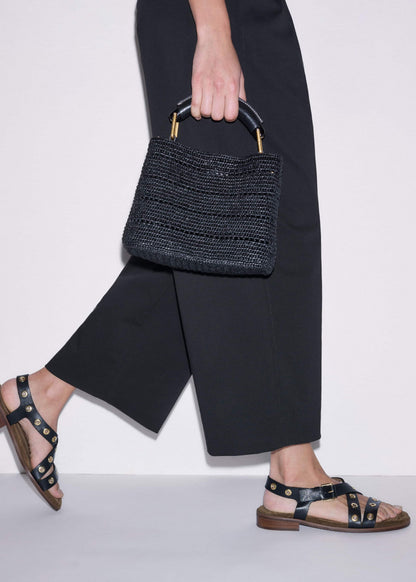 ME+EM Black Eyelet Stud Sandal