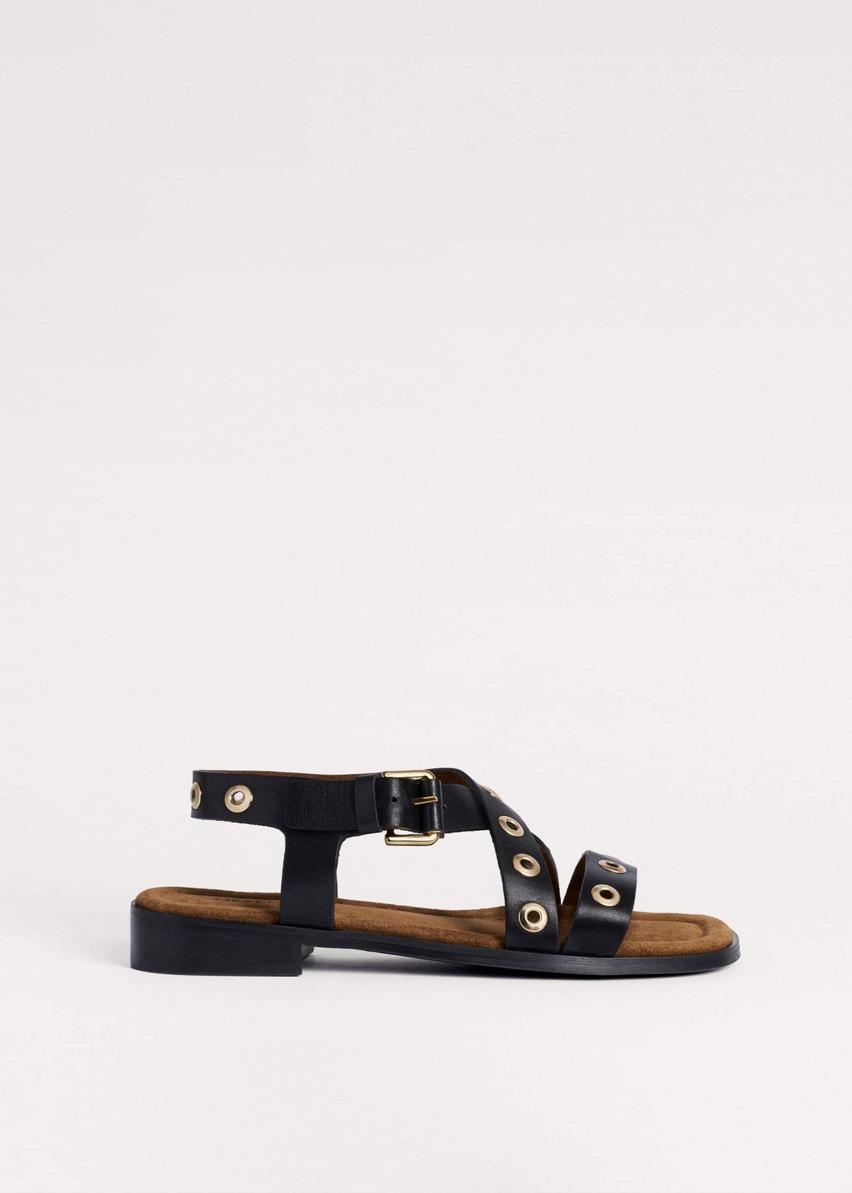 ME+EM Black Eyelet Stud Sandal