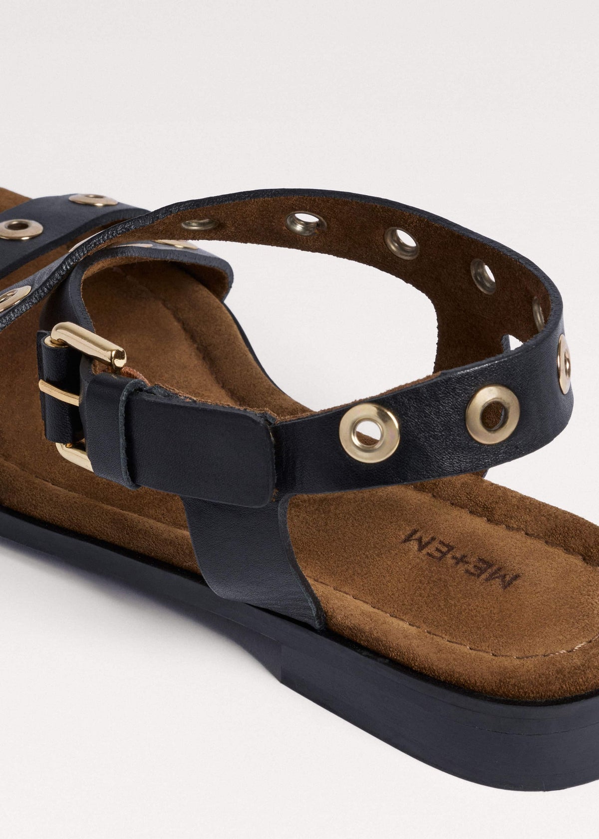 ME+EM Black Eyelet Stud Sandal