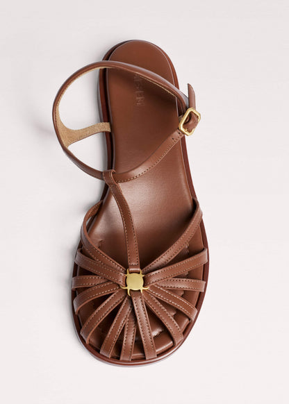 ME+EM Brown Caged T-Bar Sandal