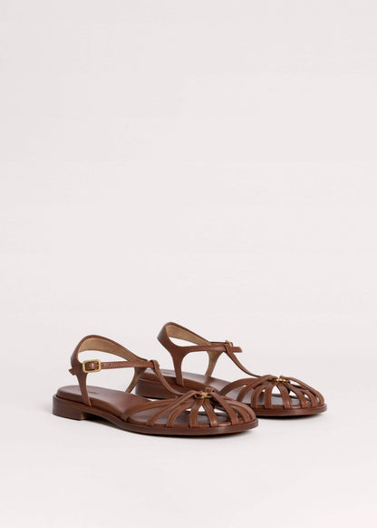 ME+EM Brown Caged T-Bar Sandal