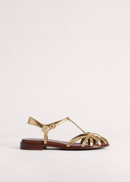ME+EM Gold Caged T-Bar Sandal