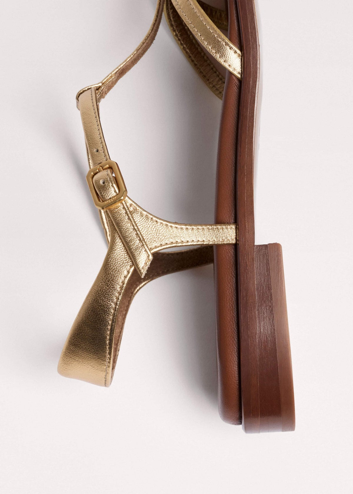 ME+EM Gold Caged T-Bar Sandal