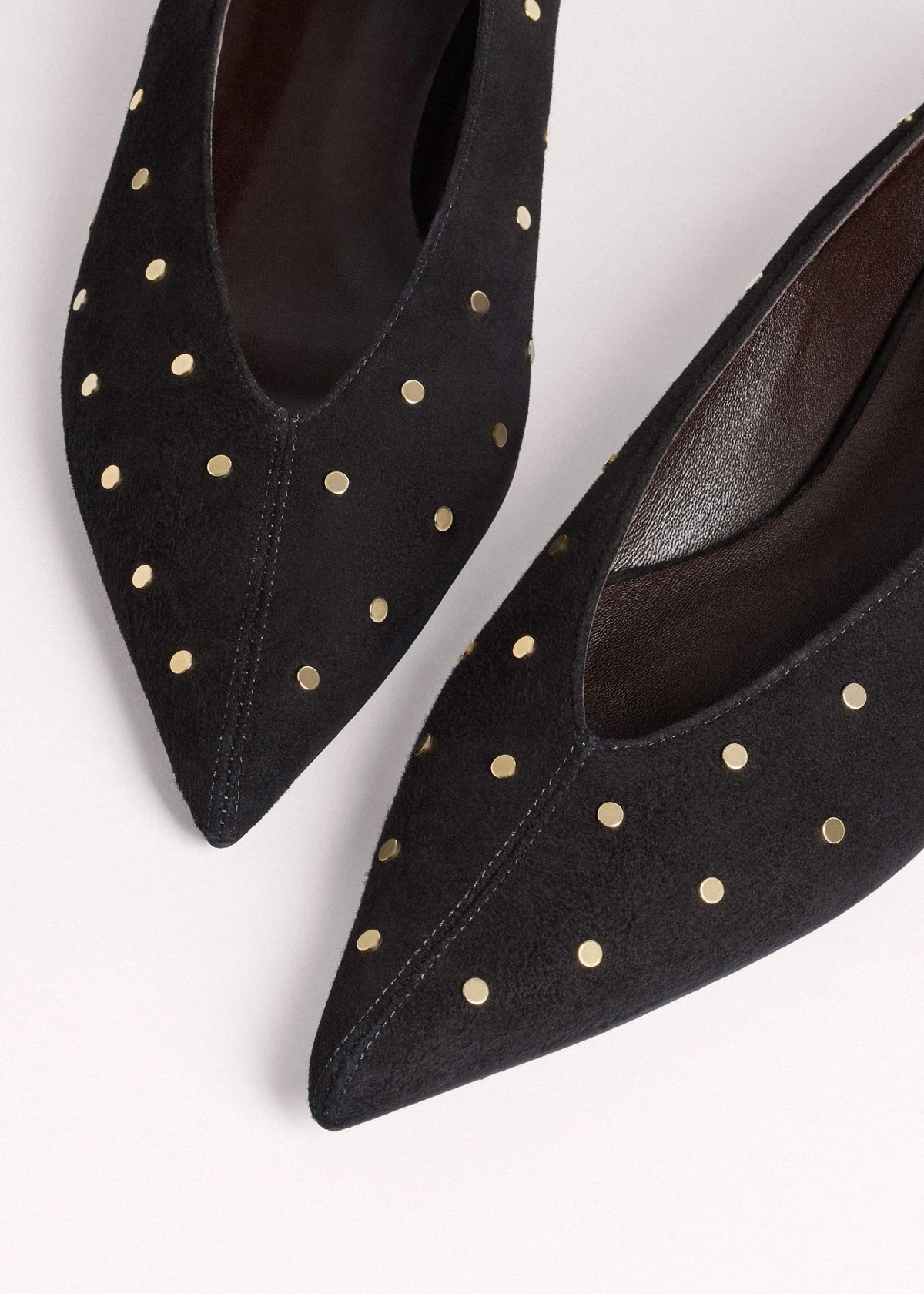 ME+EM Black Suede Stud Point Flat