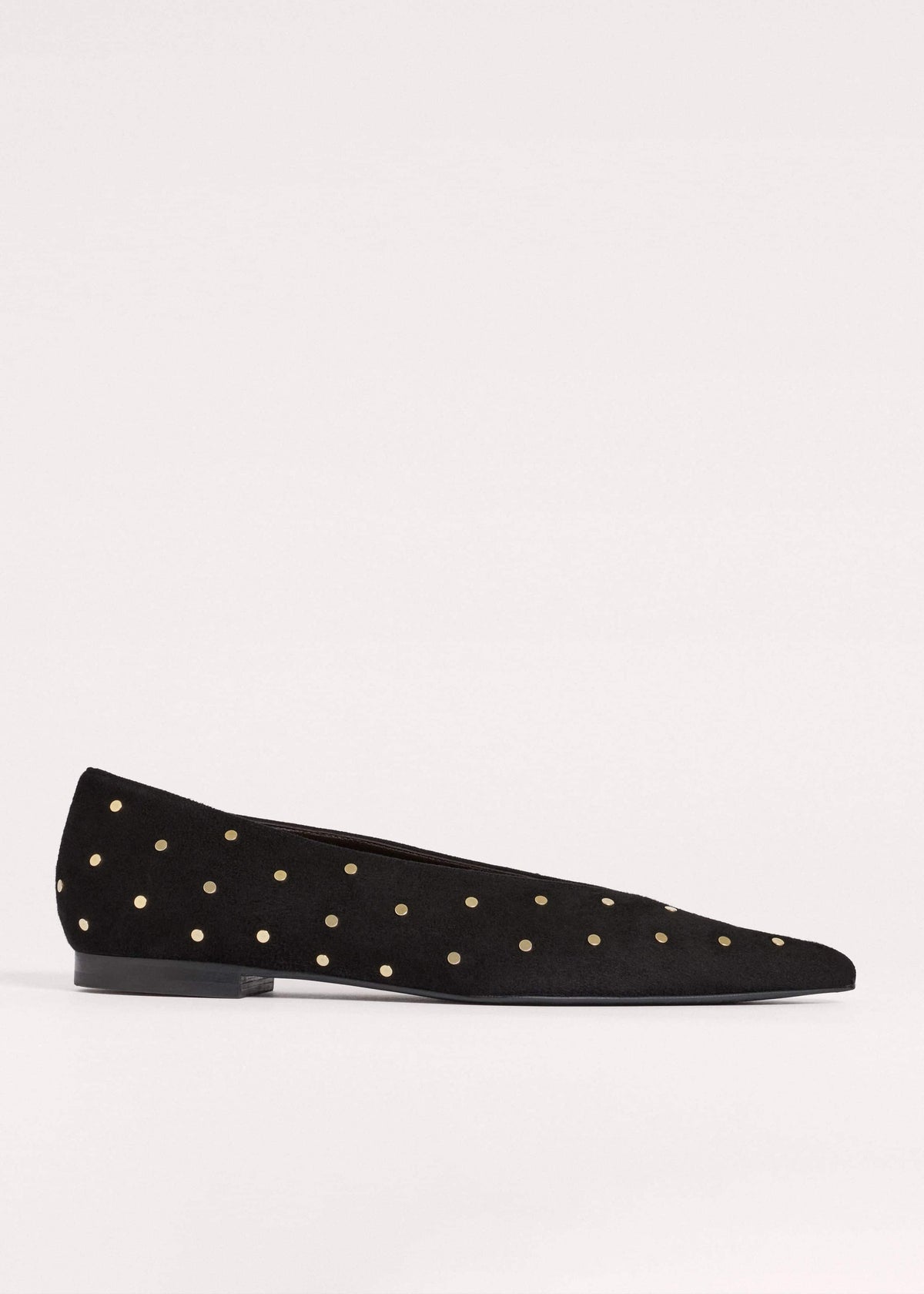 ME+EM Black Suede Stud Point Flat
