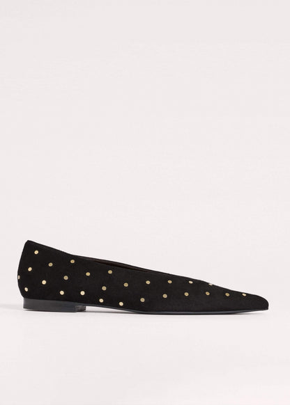ME+EM Black Suede Stud Point Flat
