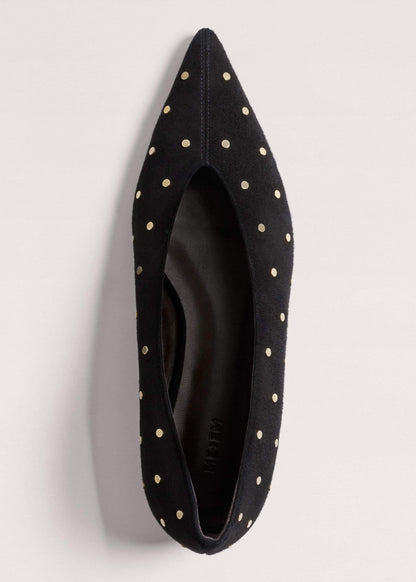 ME+EM Black Suede Stud Point Flat