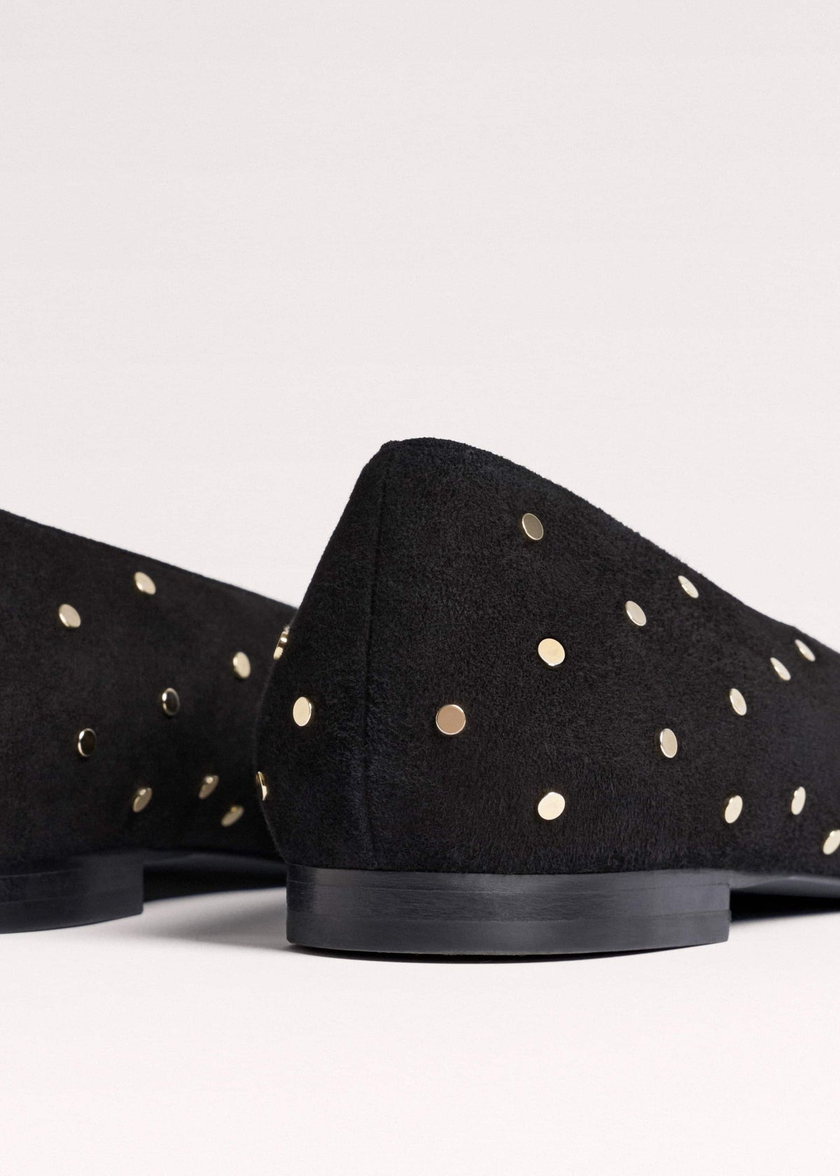 ME+EM Black Suede Stud Point Flat