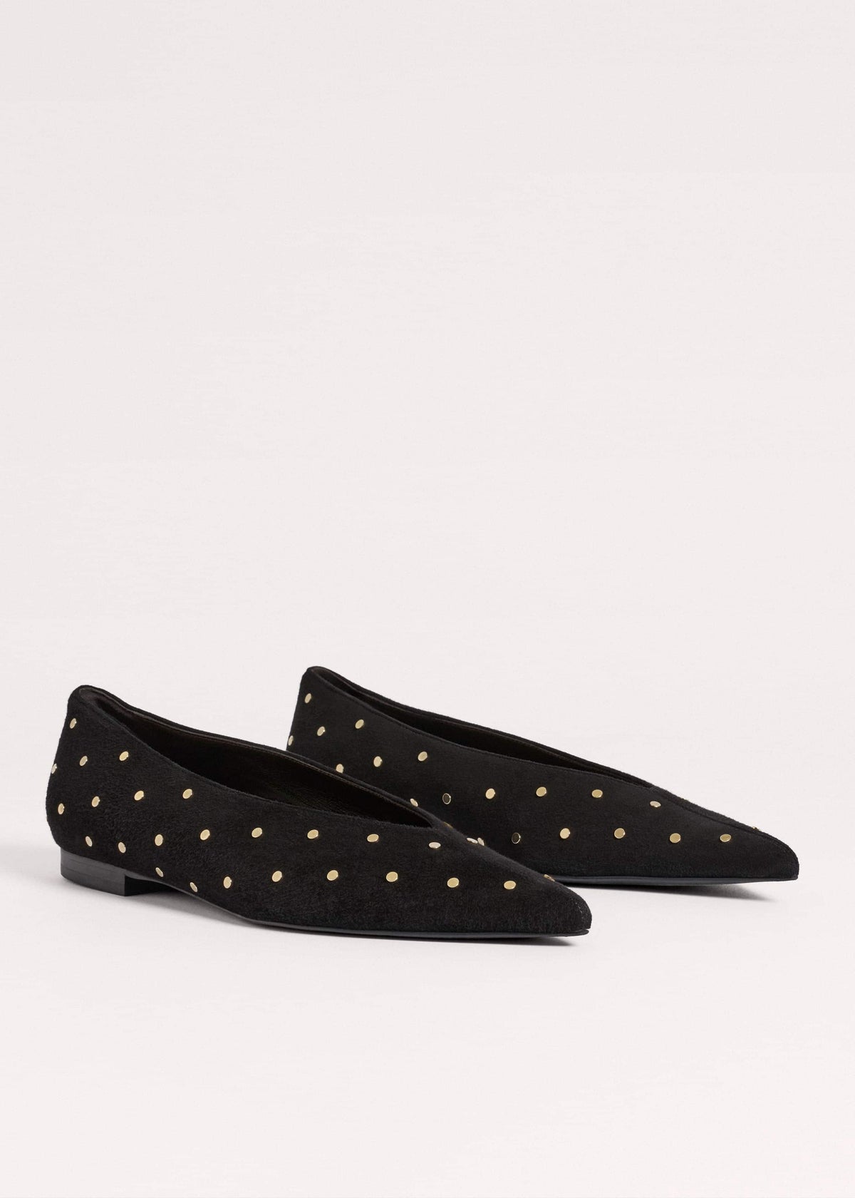 ME+EM Black Suede Stud Point Flat