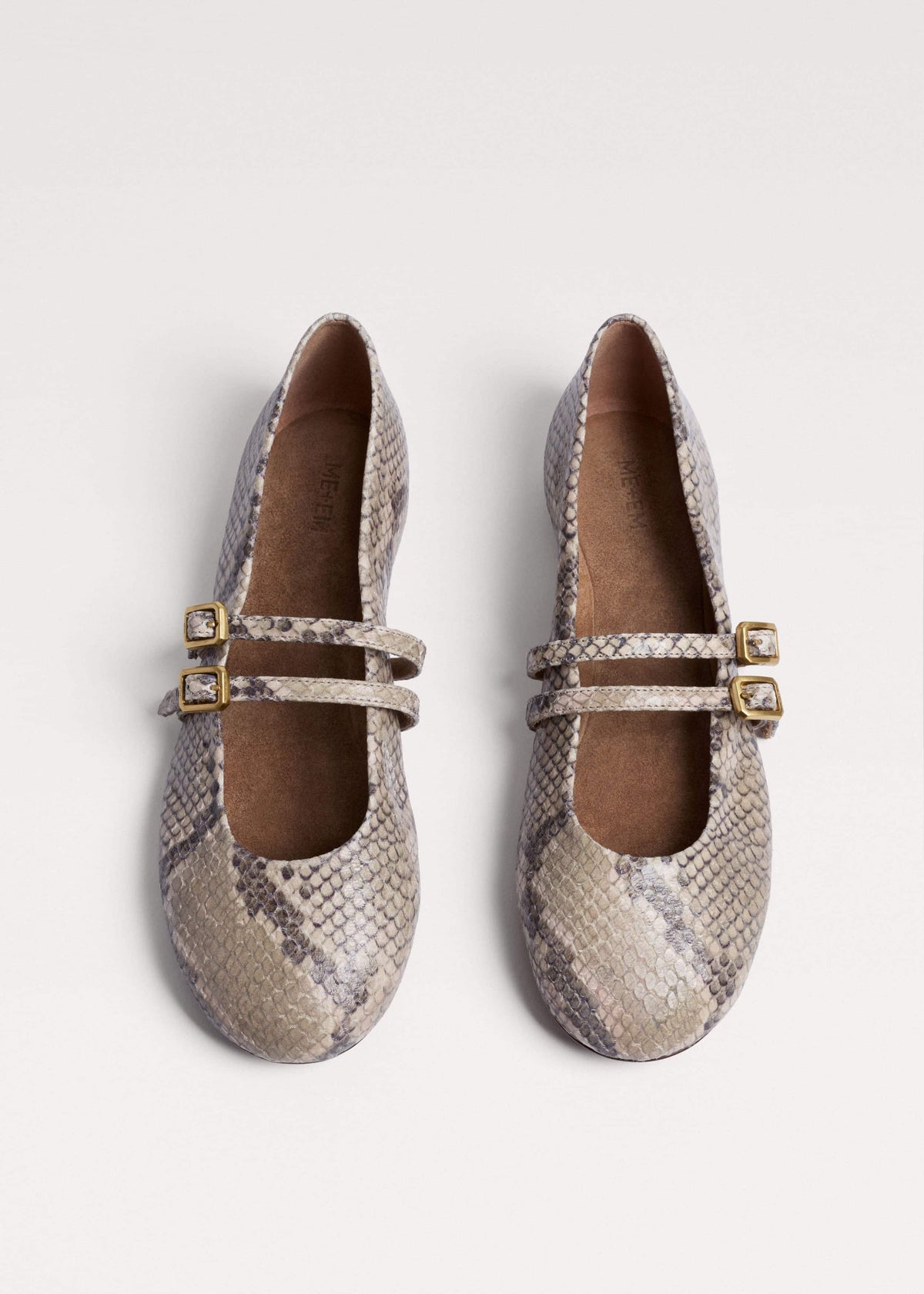 ME+EM Gray Snake Print Ballet Flat