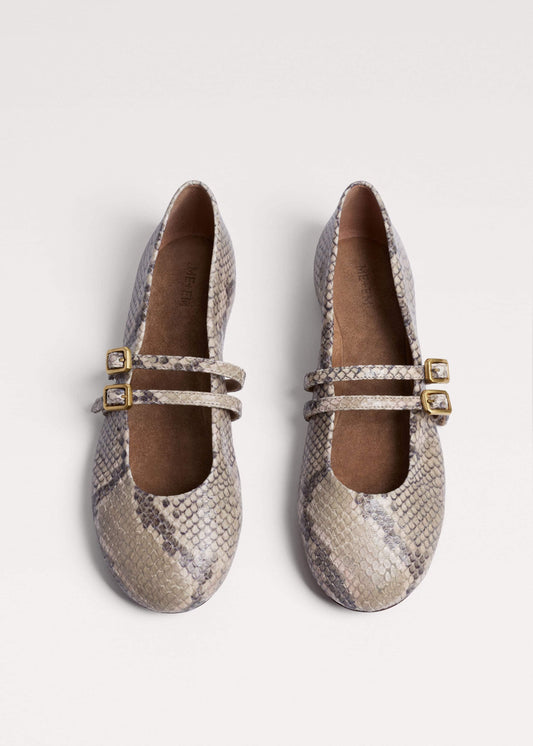 ME+EM Gray Snake Print Ballet Flat