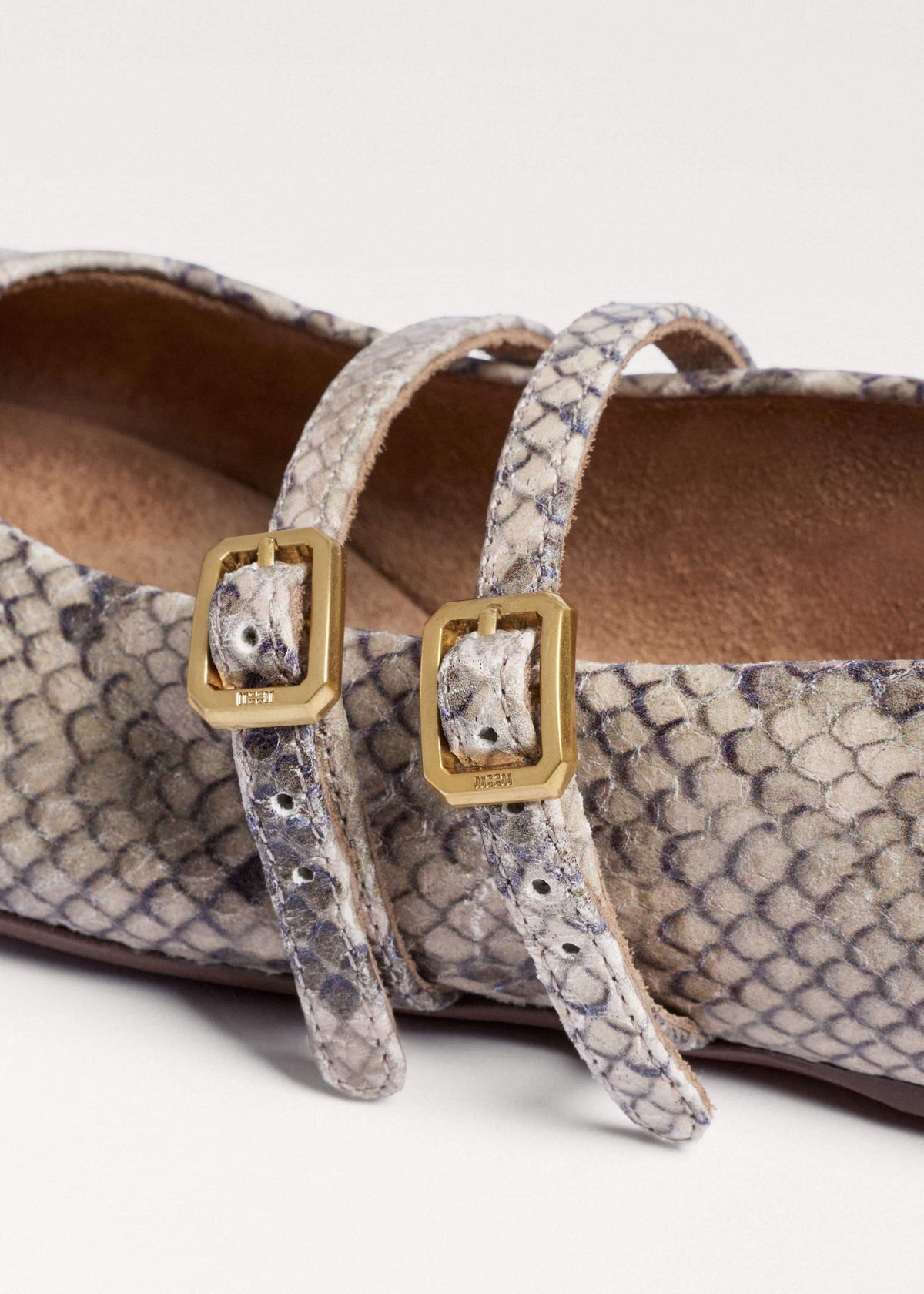 ME+EM Gray Snake Print Ballet Flat