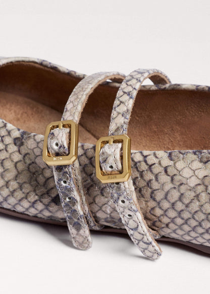 ME+EM Gray Snake Print Ballet Flat