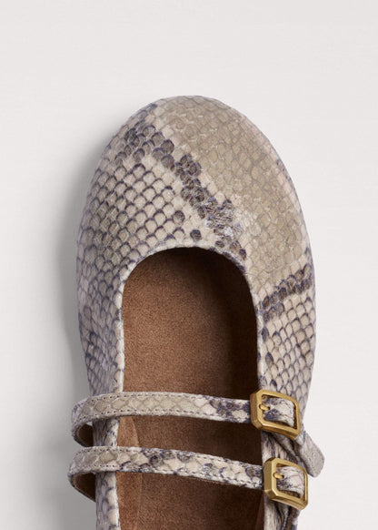 ME+EM Gray Snake Print Ballet Flat