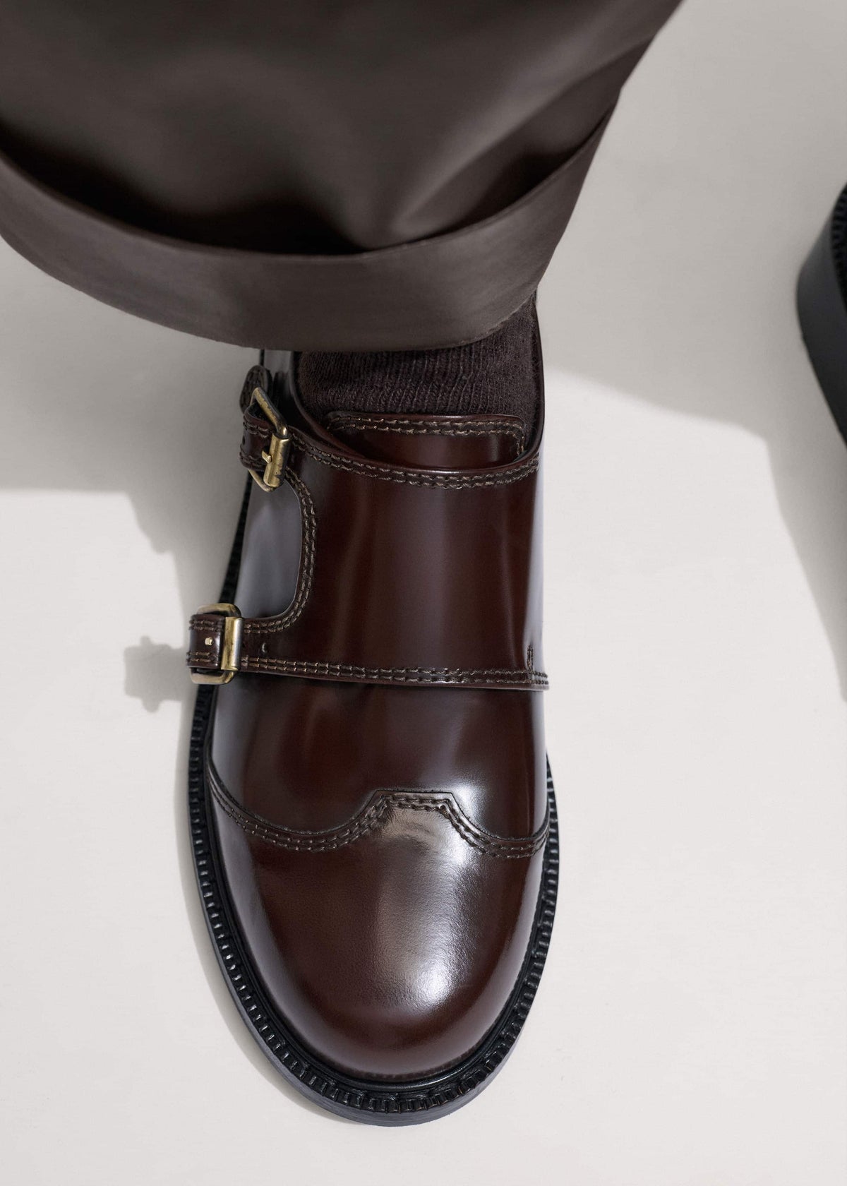 ME+EM Brown Leather Double Buckle Shoe