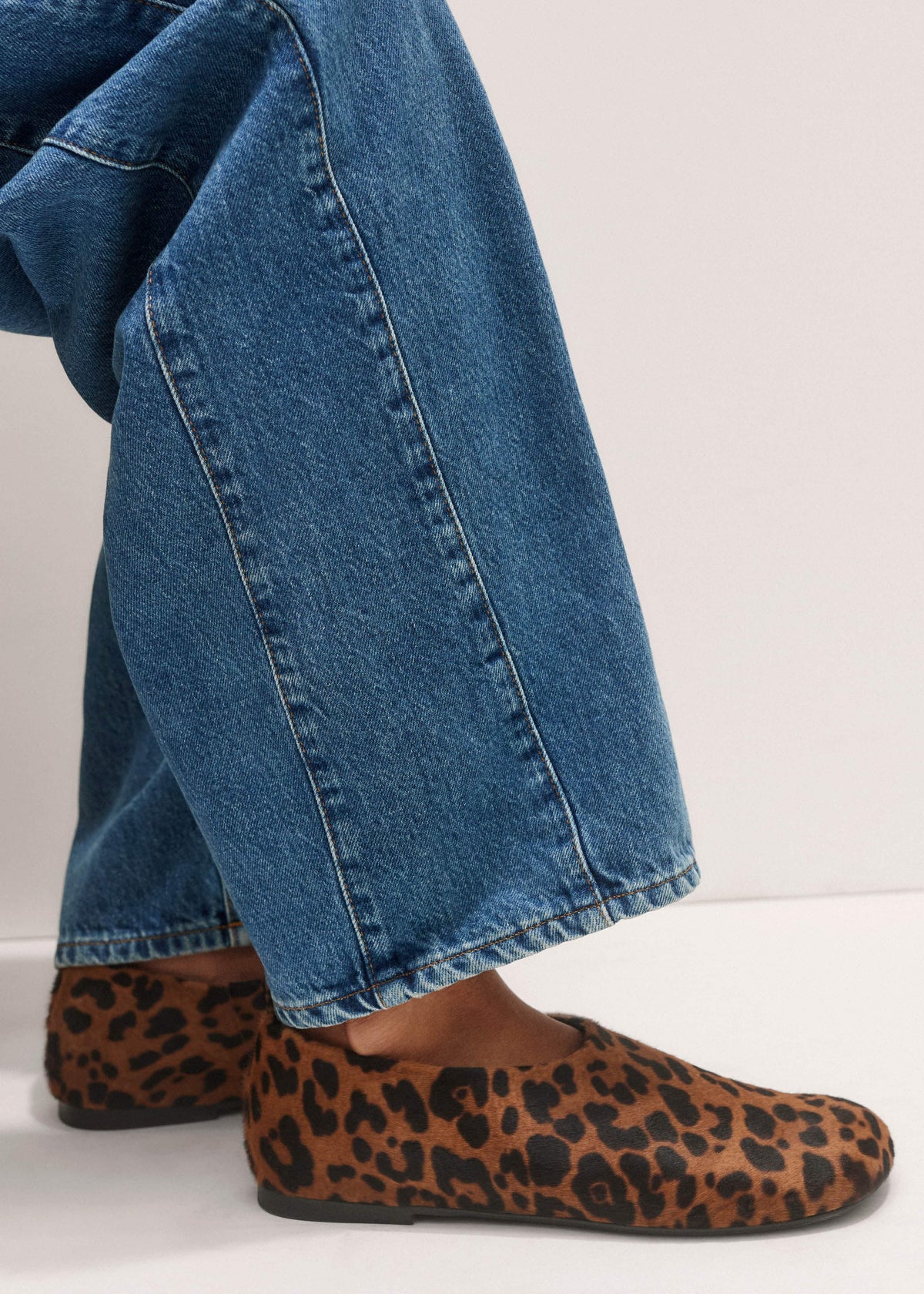ME+EM Dark Brown Leopard Print Asymmetric Slipper
