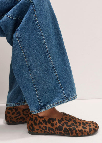 ME+EM Dark Brown Leopard Print Asymmetric Slipper