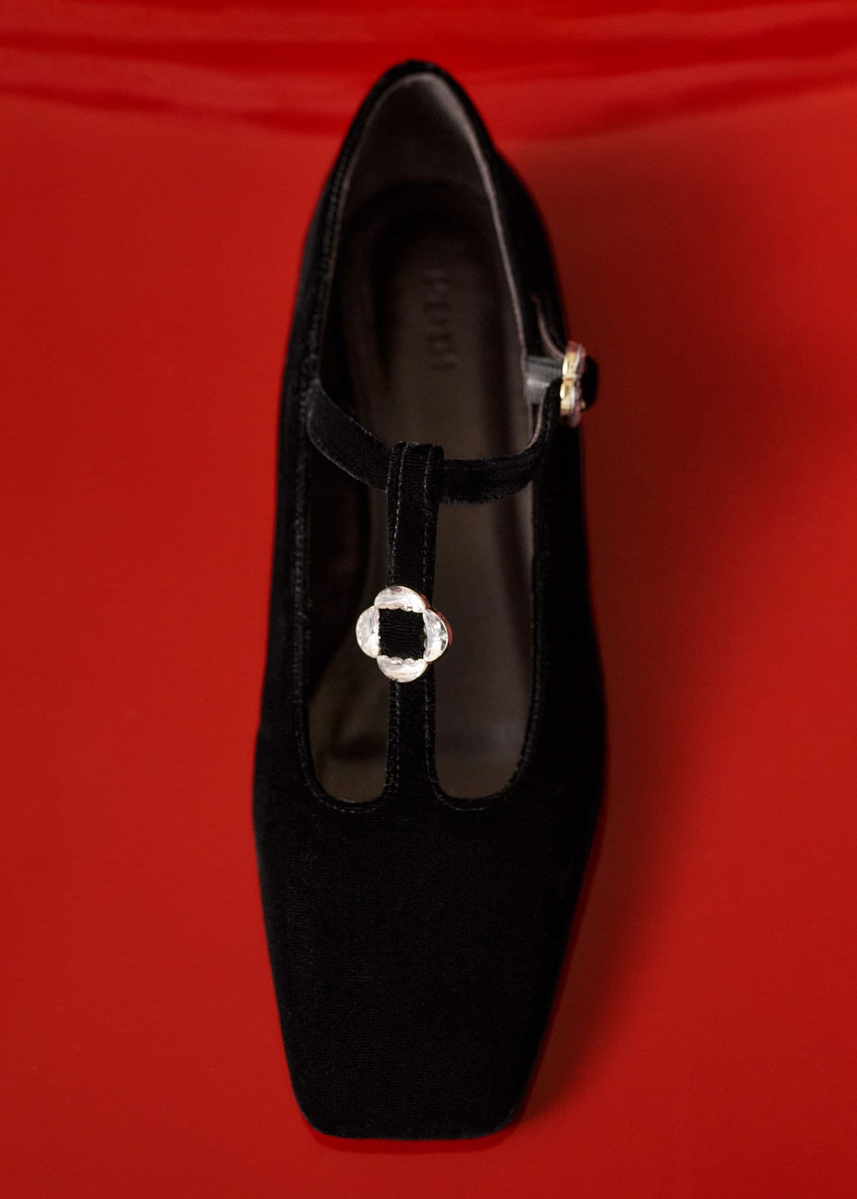ME+EM Black Square Toe T-Bar Flat