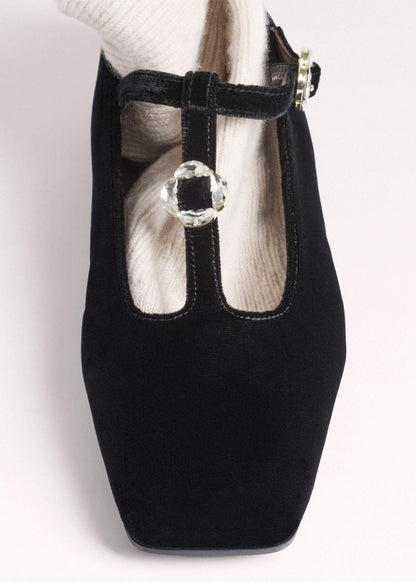 ME+EM Black Square Toe T-Bar Flat