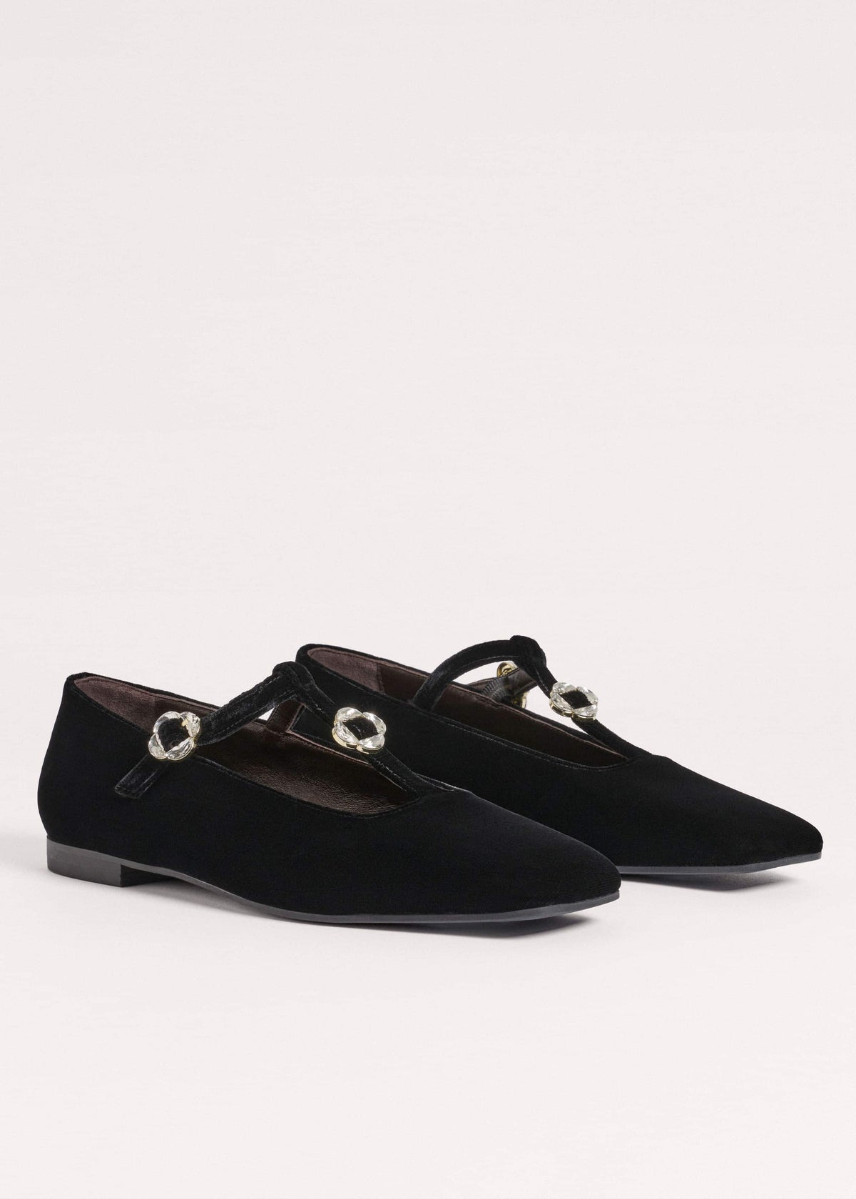 ME+EM Black Square Toe T-Bar Flat