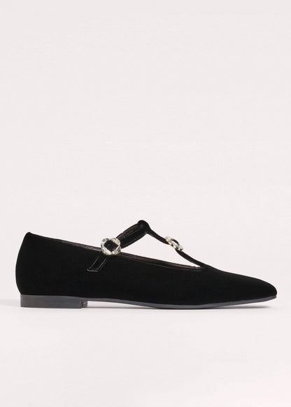 ME+EM Black Square Toe T-Bar Flat