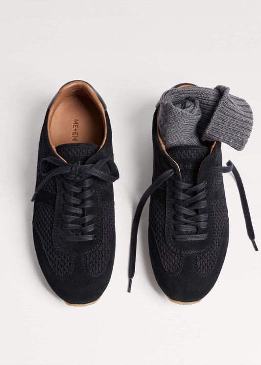 ME+EM Black Mesh Retro Runner Sneaker