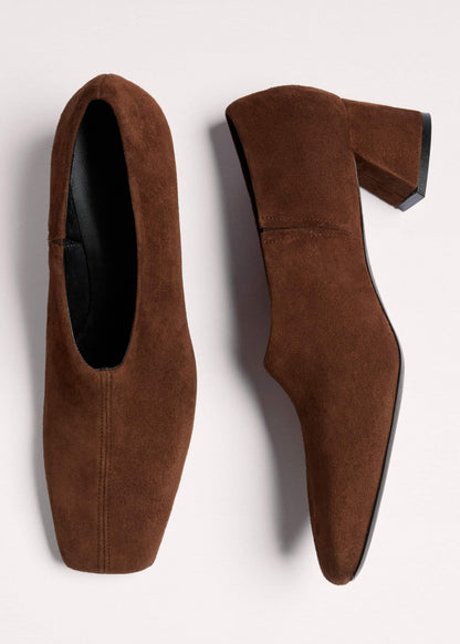 ME+EM Brown High Front Block Heel