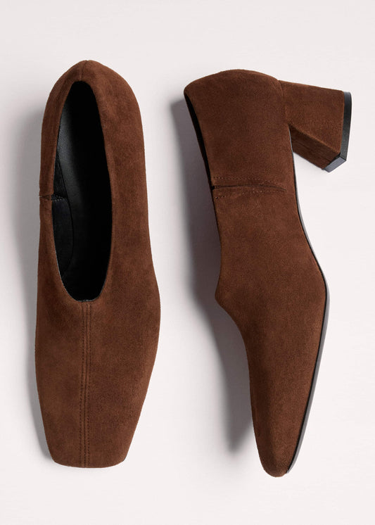 ME+EM Brown High Front Block Heel