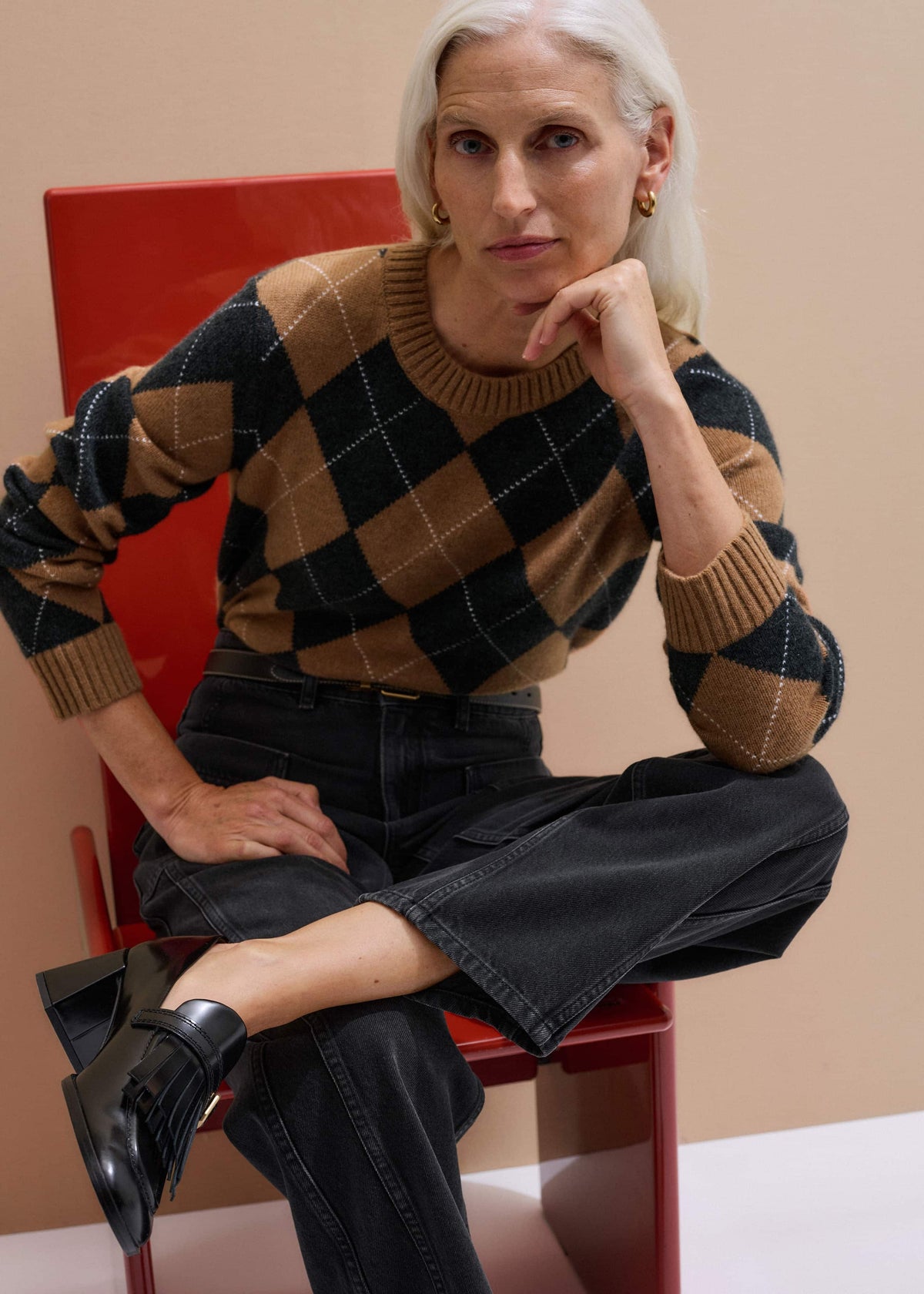 ME+EM Black Fringe Block Heel Loafer