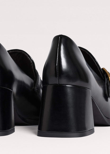 ME+EM Black Fringe Block Heel Loafer