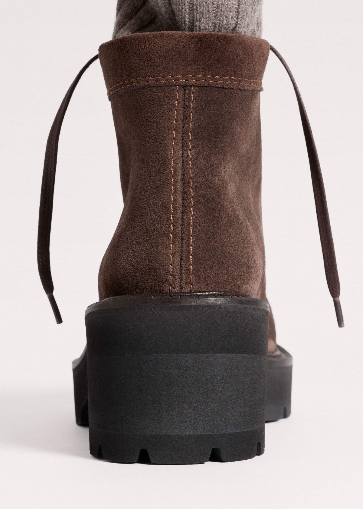 ME+EM Brown Chunky Lace Up Ankle Boot