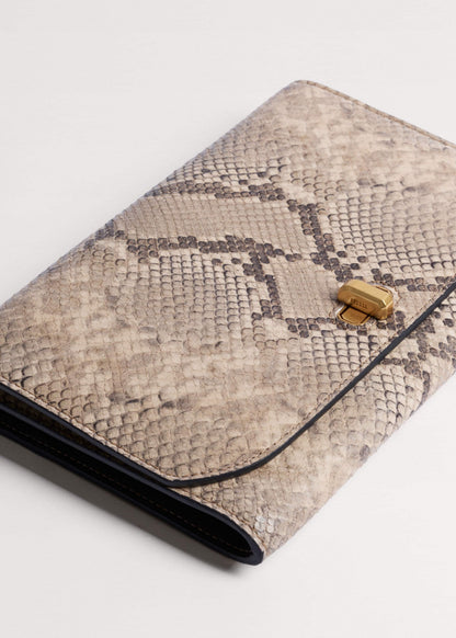 ME+EM Gray Snake Print Clutch Bag