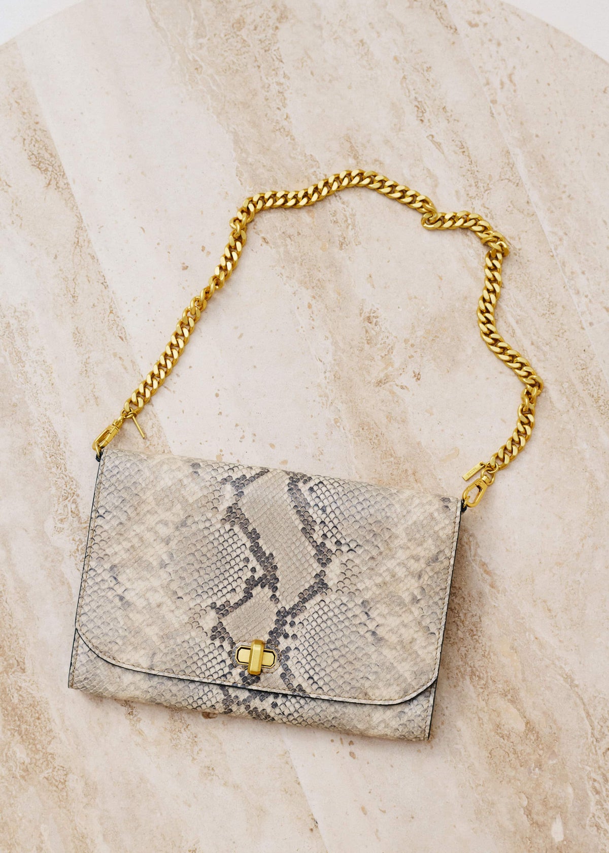 ME+EM Gray Snake Print Clutch Bag