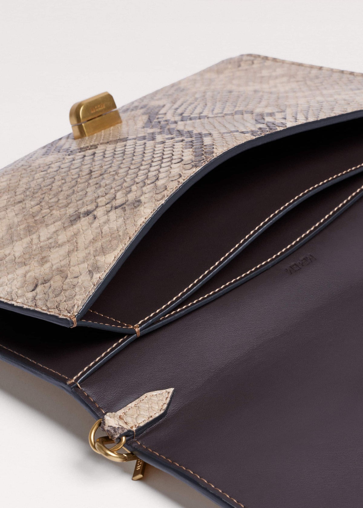 ME+EM Gray Snake Print Clutch Bag