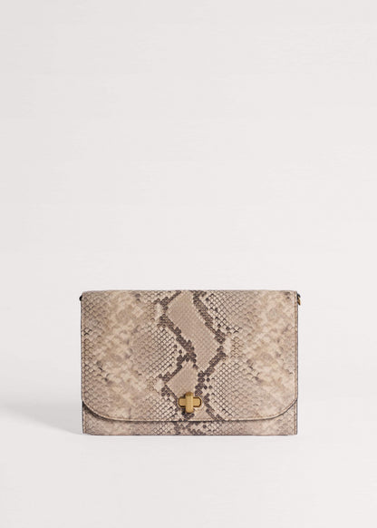 ME+EM Gray Snake Print Clutch Bag