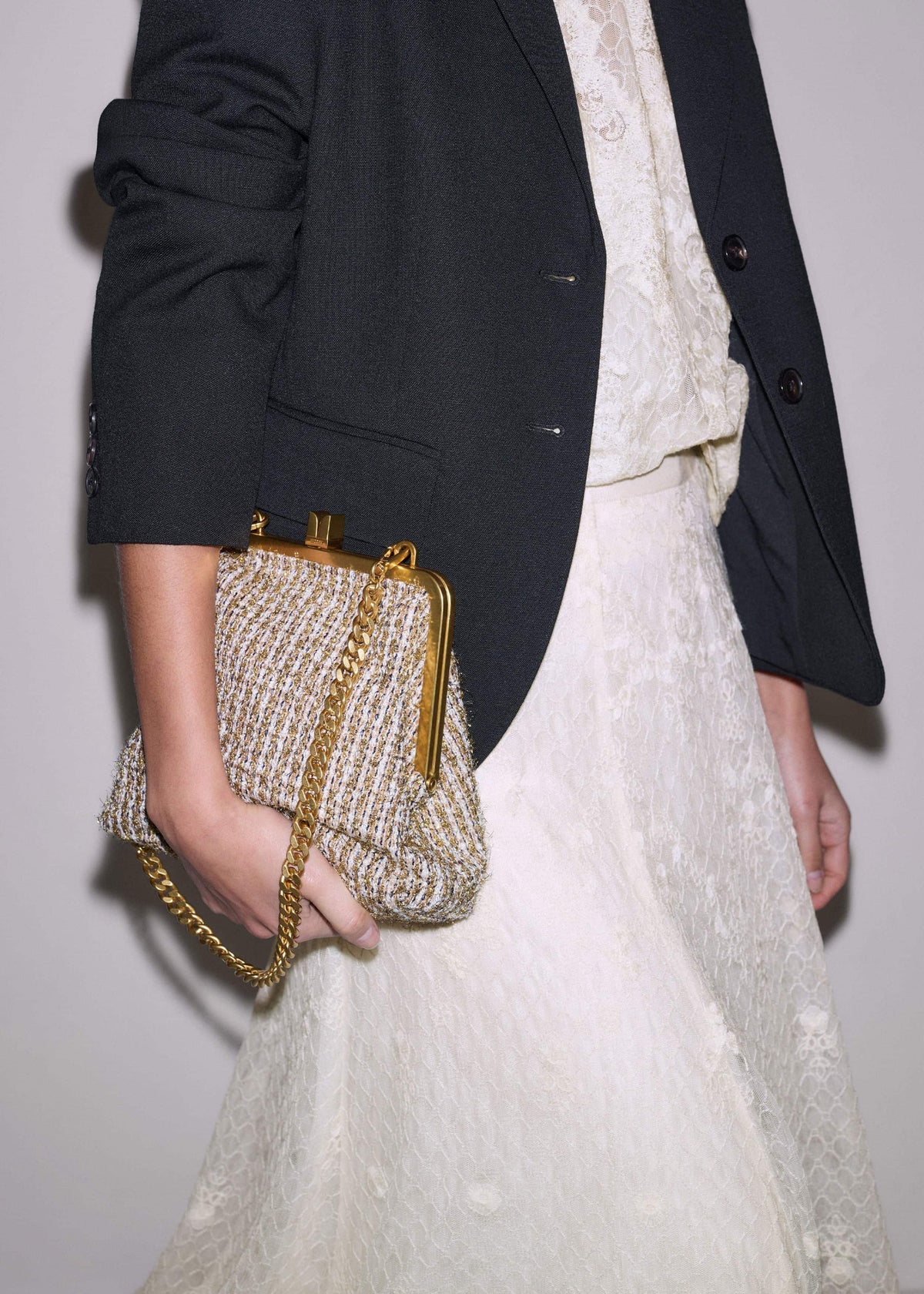 ME+EM Gold Tweed AM-PM Crossbody Bag